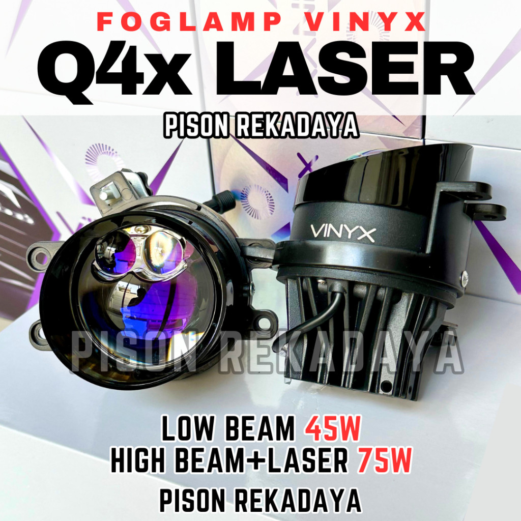 Foglamp Projector BILED VINYX Q4 Double Laser Q8X LED Q4X Lampu Kabut Mobil 75 watt Q4 Laser 3 inci