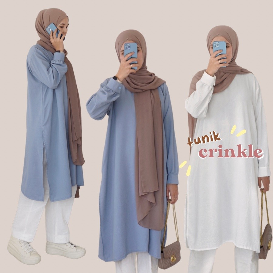 TUNIK CRINKLE LD 120/ CRINKLE AIRFLOW/ LONG TUNIK CRINKLE/ TUNIK BUSUI DAN NON BUSUI