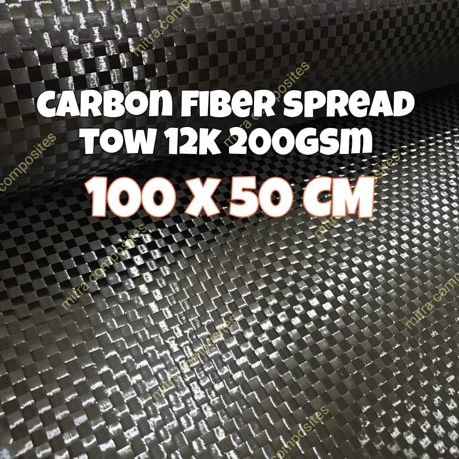 Serat Carbon Karbon Fiber 12K Plain Spread Tow 200 gsm Carbon Kevlar