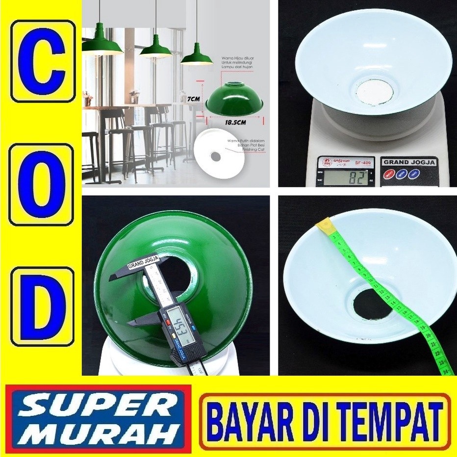 109N Kap Fitting Gantung Kecil 18cm Hijau Aluminium Fiting Lampu Jalan E27 Outdoor Tebal