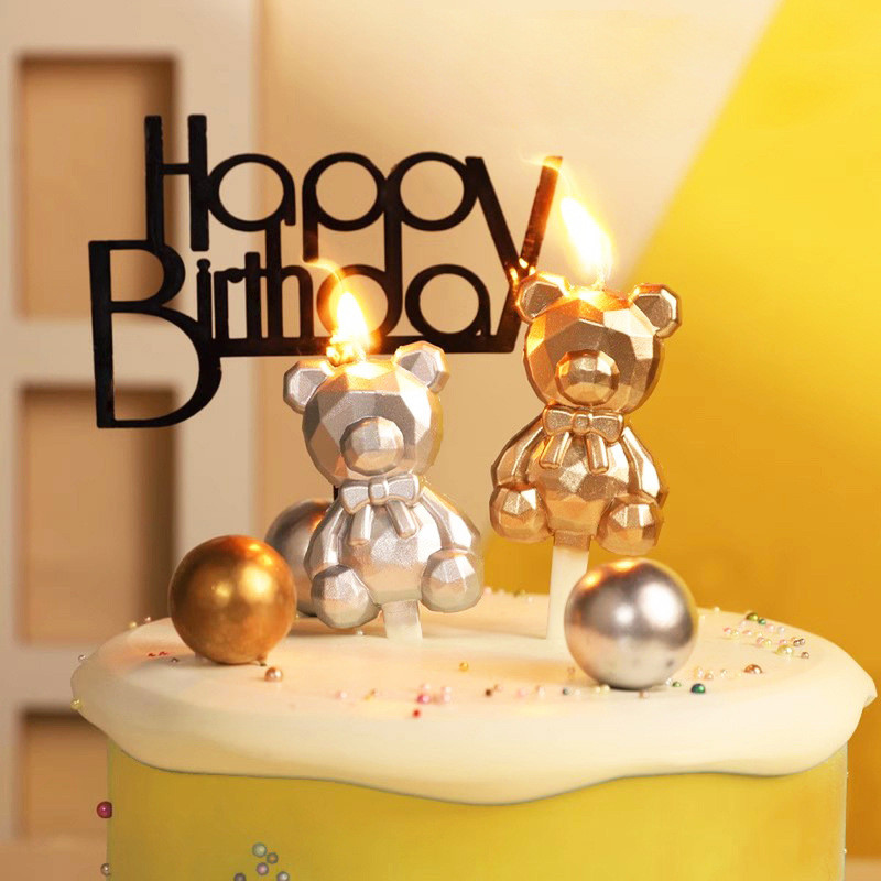 MAUVEOFFICIAL | Lilin Ulang Tahun Bentuk Beruang Teddy Bear Candles Korean Topper Kue Ulang Tahun