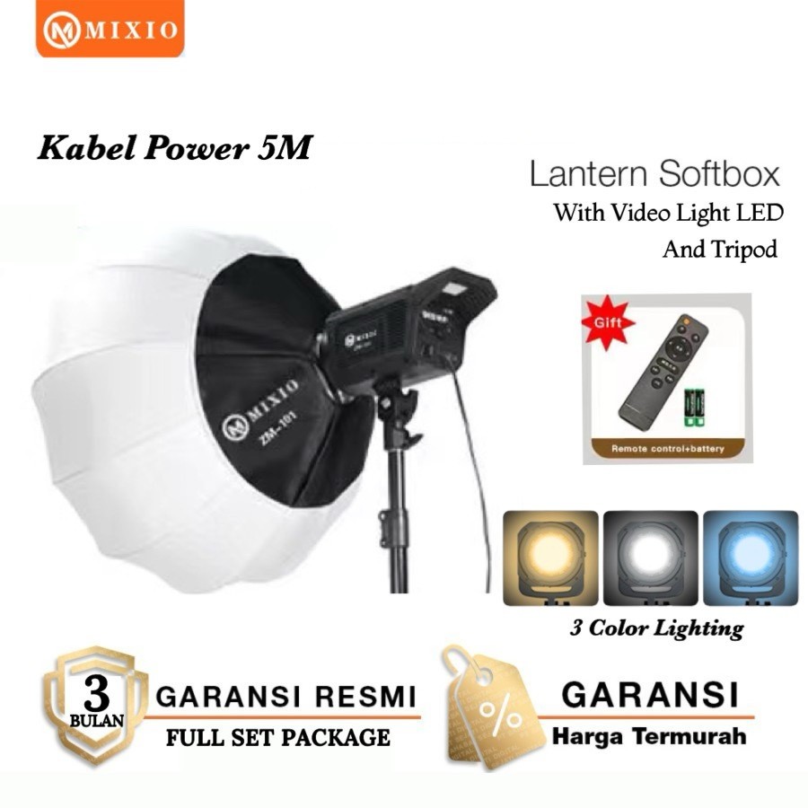 MIXIO ZM-101 Lantern Softbox (25.5") with Lampu Video Light LED