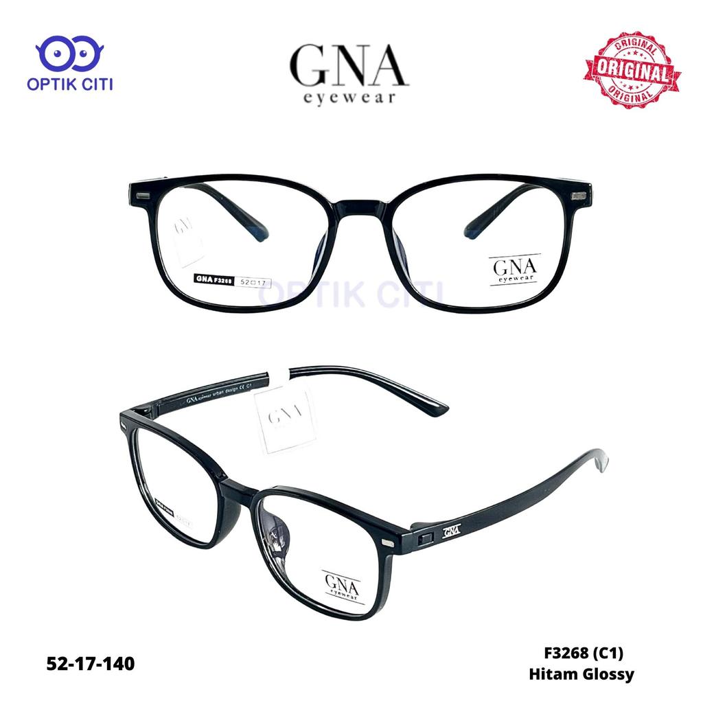 Frame Kacamata Clip On Pria Wanita Kotak GNA 3268 Eyewear Original Ringan