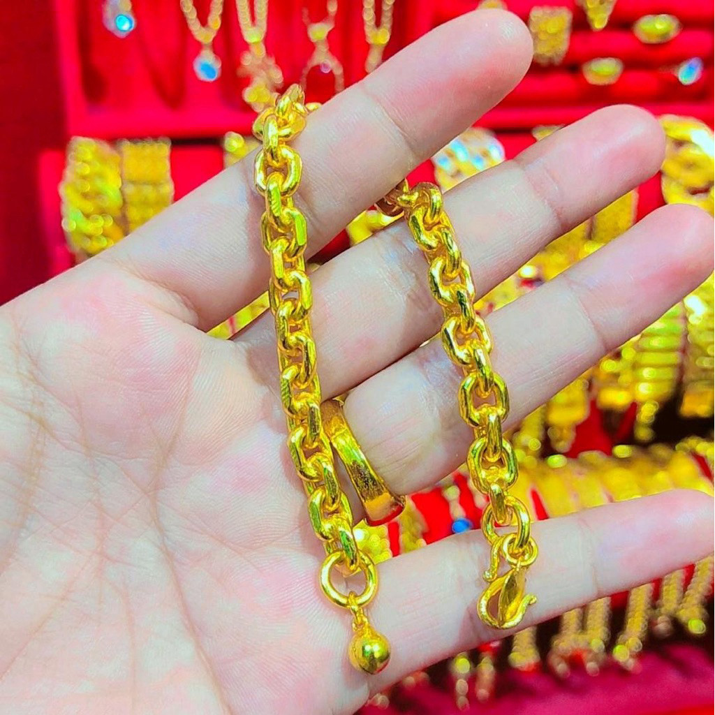 Gelang , rantai nori jumbo Sepuh Emas 24.k . Balut Kristal