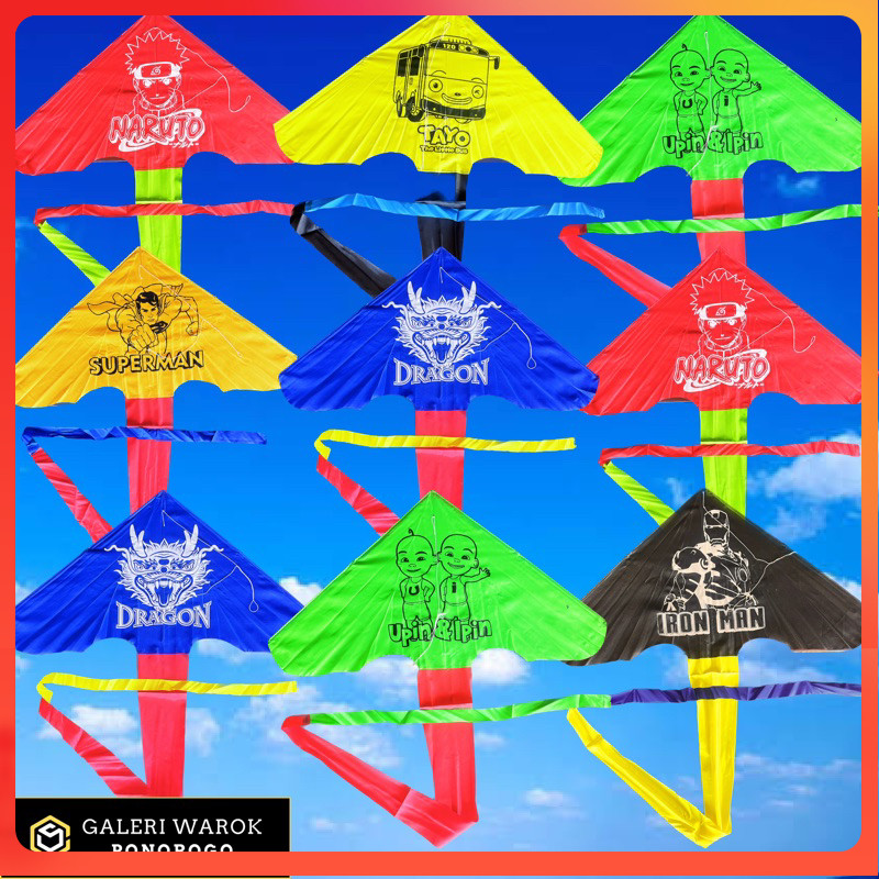 STYL [TERMURAH] Layangan Kain Parasit Motif Superhero dan Kartun. Mudah Dibawa Bisa Dilipat