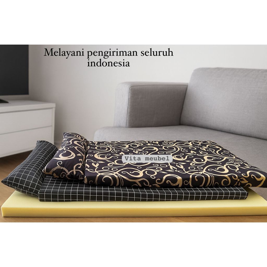 Kasur Lipat Tebal 7cm include bantalan matras travelling camping kemah piknik - kasur travel bed