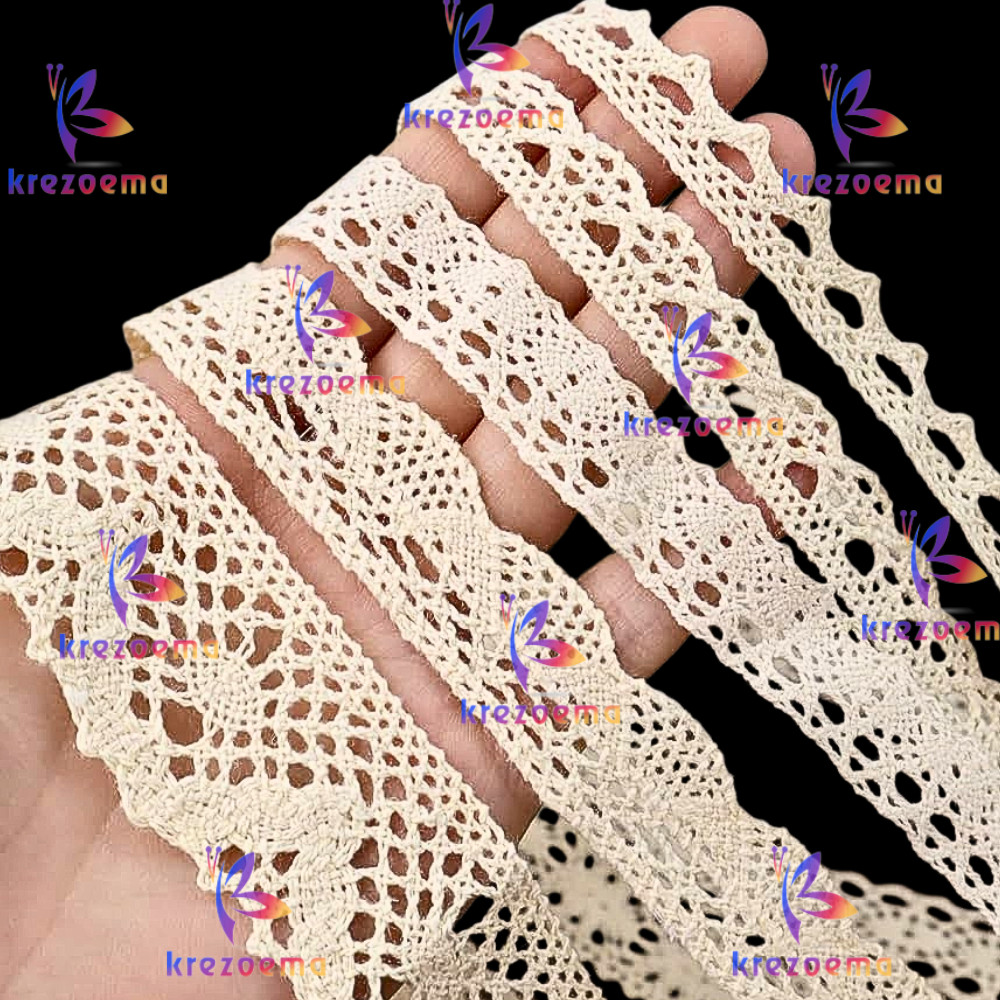 Renda Rajut blaco hiasan baju mukena meteran tersedia beberapa model