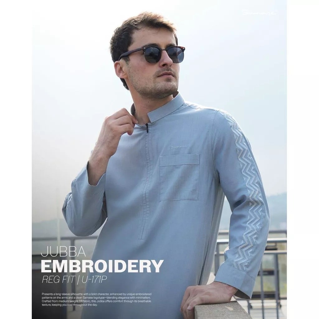 Jubah Samase Embroidery U171P Jubba Lengan Panjang