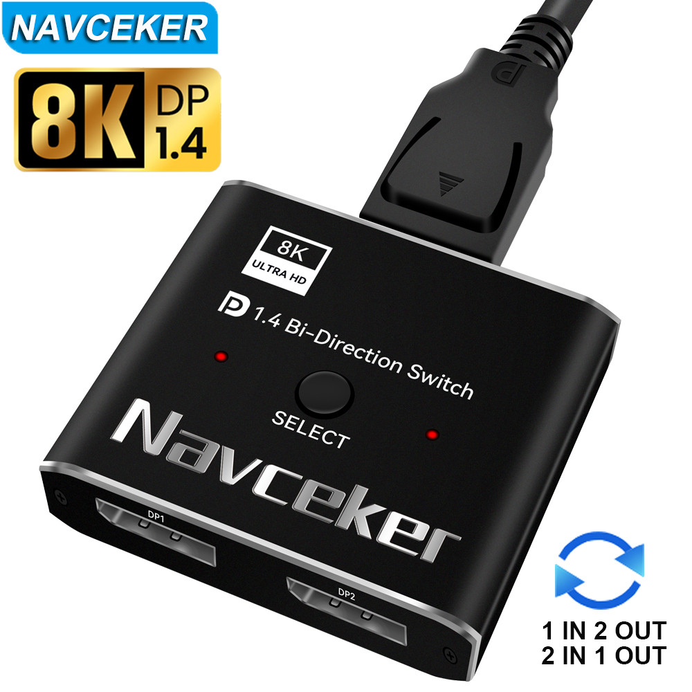 2023 Displayport 1.4 Switch 8K Displayport Bi-direction splitter switcher Displayport KVM 2X1 1X2 Di