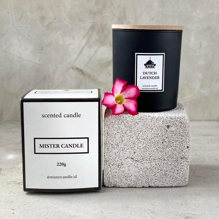 (220gr) NATURAL SCENTED CANDLE LILIN AROMATERAPI BLACK MATTE GLASS - GEORGIA PEACH