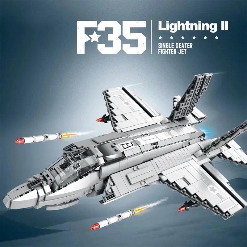 Aircraft Series F22 Fighter Building Blocks Model Famous WWII Military Airplanes MOC Bricks Sets Boy