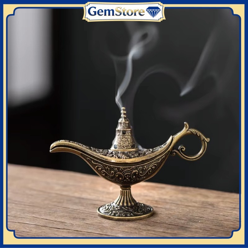 ​​Pembakar Dupa Dewa Kekayaan Tempat Bakar Dupa Logam untuk Aroma Terapi dan Ritual Spiritual Anti L