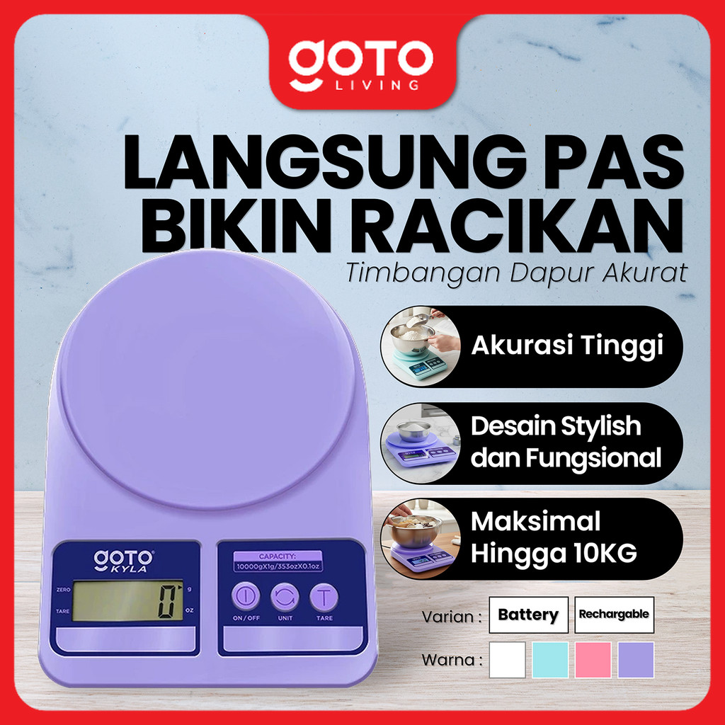 (Promo Terbatas) Goto Kyla Timbangan Digital Bumbu Dapur LCD Model Rechargeable Battery