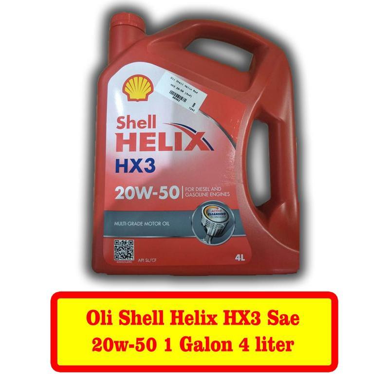 Sinar Gemilang storee Shell Helix HX3 20W-50 4 Liter Botol Merah Oli Mobil Asli Dengan Barcode Scan 