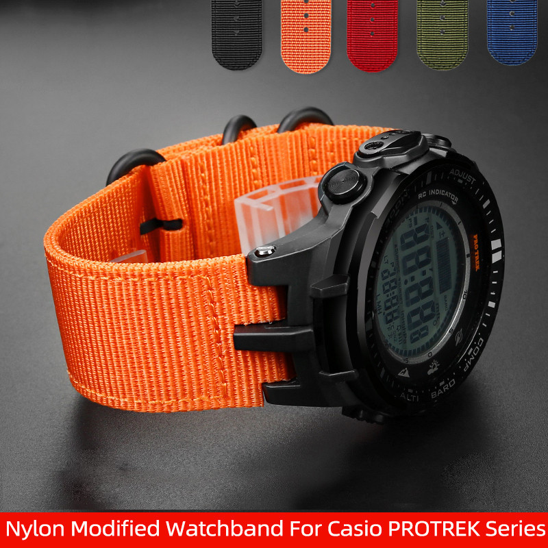 Outdoor Sports Nylon Mofied Watband For Casio PROTREK Series PRW-3000 PRW3000/3100/6000/6100Y Waterp