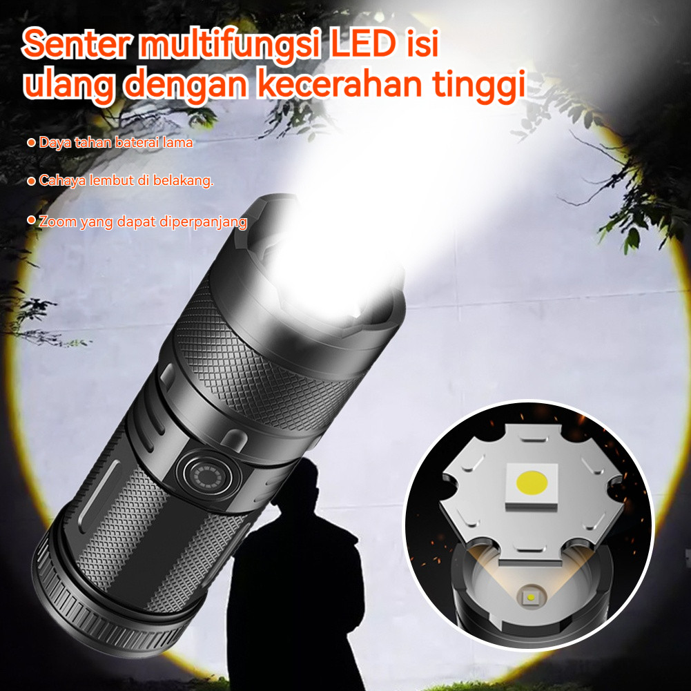 Senter Super Waterproof LED Tactical Anti Air Lampu SWAT Zoom Murah SWAT Kapasitas Tinggi Waterproof