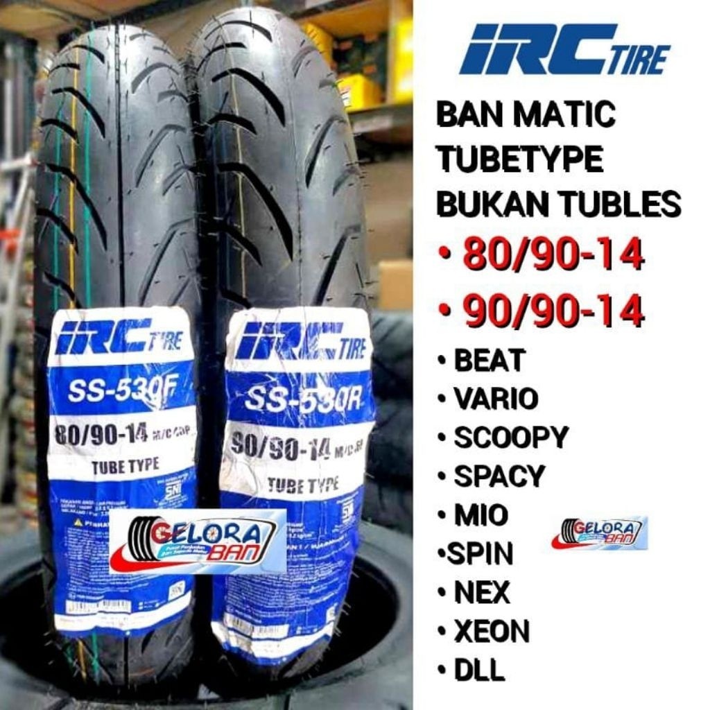 Ban Matic Irc 80/90-14 , 90/90-14 ban irc ss530f 80/90-14 ban irc ss530r 90/90-14 tubetype / bukan t