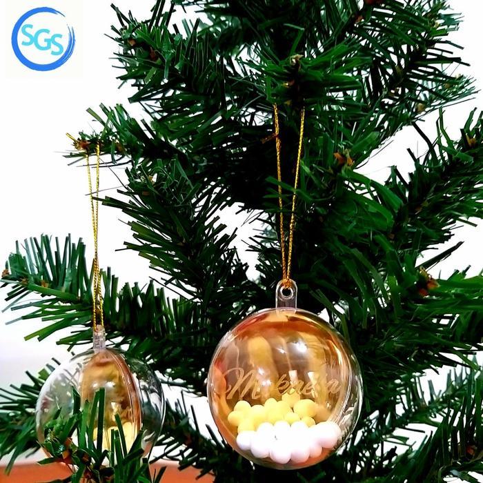 Bola Acrylic Pohon Natal Gravir Nama Acrylic Gold Mirror - Gold