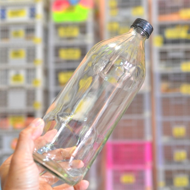 BOTOL BENSIN JAMU MADU KACA 1 LITER 1l air minum lebih sehat dari plastik anti tumpah