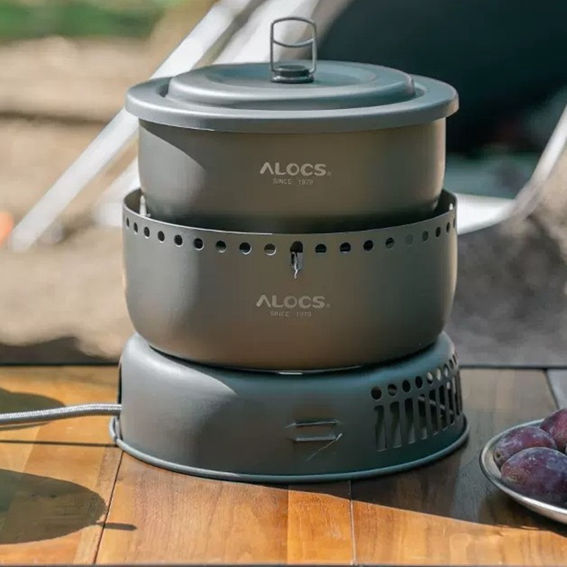 Outdoor Cooking Pot Set ALOCS CWC05 Camping Portable Easy Storage Picnic Pot With Alcohol Stove Blas