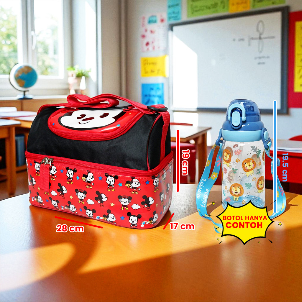 Tas Bekal Karakter Lucu Tas Bekal Makanan Thermal Pendingin [ CUSTOM NAMA ] Motif Mickey Mouse Lunch