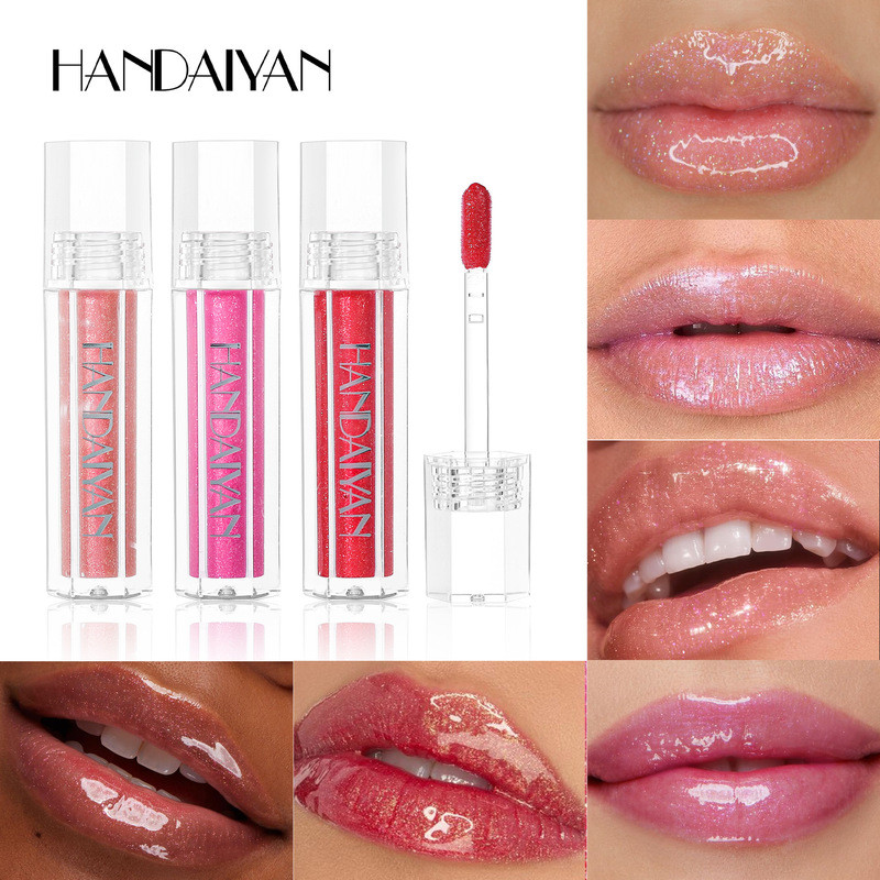 Lip gloss moisturizing, moisturizing, HANDAIYAN Transparent Lip Glaze, mudah diwarnai, transparan, 6