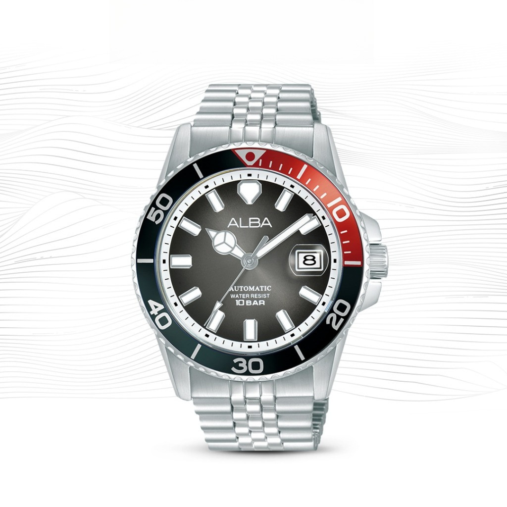 ALBA AU4049 Mechanical Jam Tangan Pria Automatic Grey Dial Stainless Steel Strap Watch