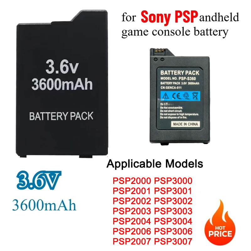 3.6V 3600mAh Built-in Battery for Sony PS Lite PSP 2th PSP-2000 PSP-3000 PSP-3004 Gaming Consoles Re