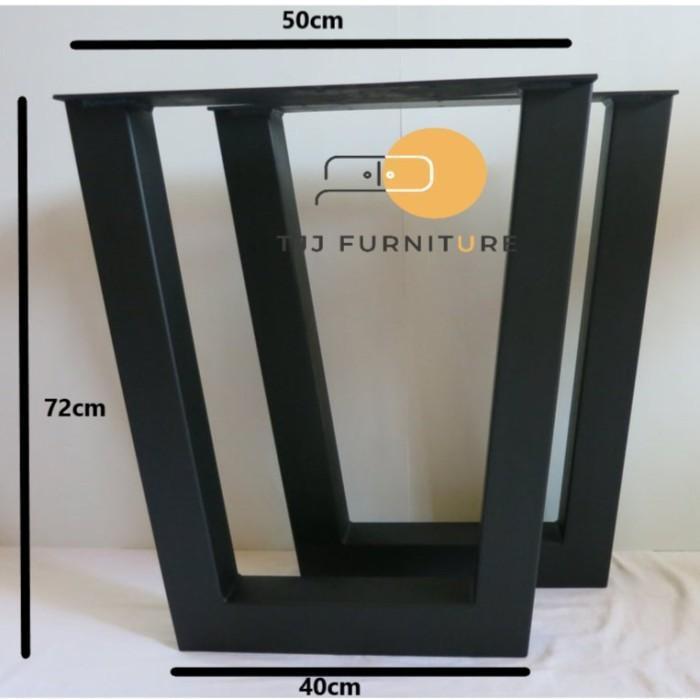 KAKI MEJA BESI HOLLOW 4x6 72cm | HOLO GALVANIS KURSI KOTAK CUSTOM - Hitam, T 72cm, L 50cm