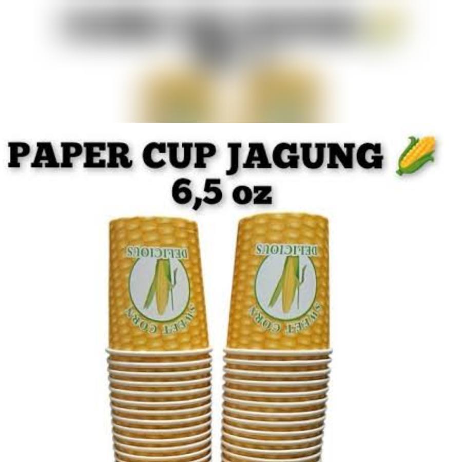 TERBARU PAPER CUP MOTIF JAGUNG Paper cup jagung 6.5oz jasuke motif jagung 1slop isinya 50pcs / Paper