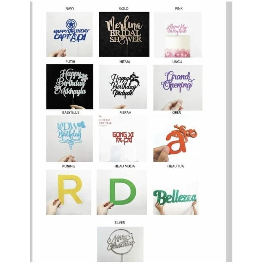 Promo CUSTOM CAKE TOPPER MANCING | HIASAN KUE AKRILIK | TULISAN AKRILIK - 10cm Terlaris