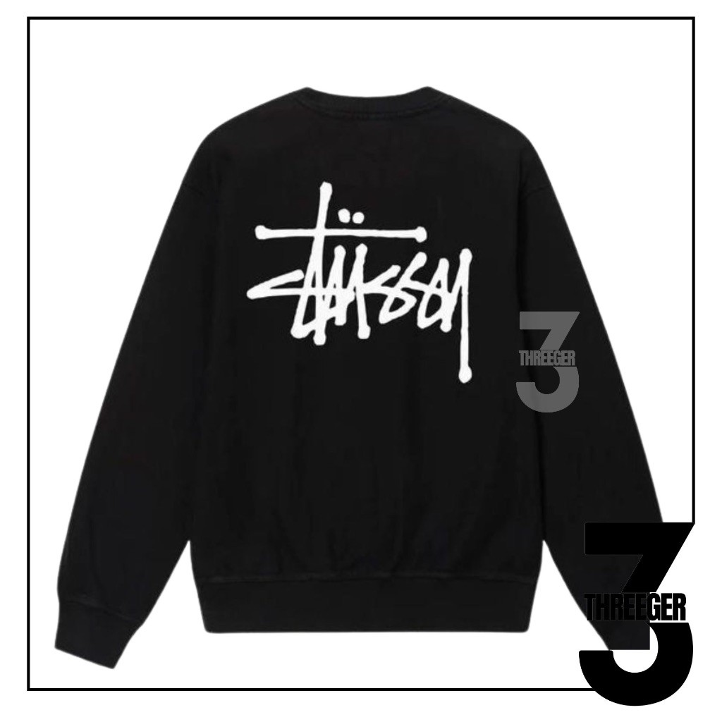 Stussy Basic Crewneck Black Original Authentic