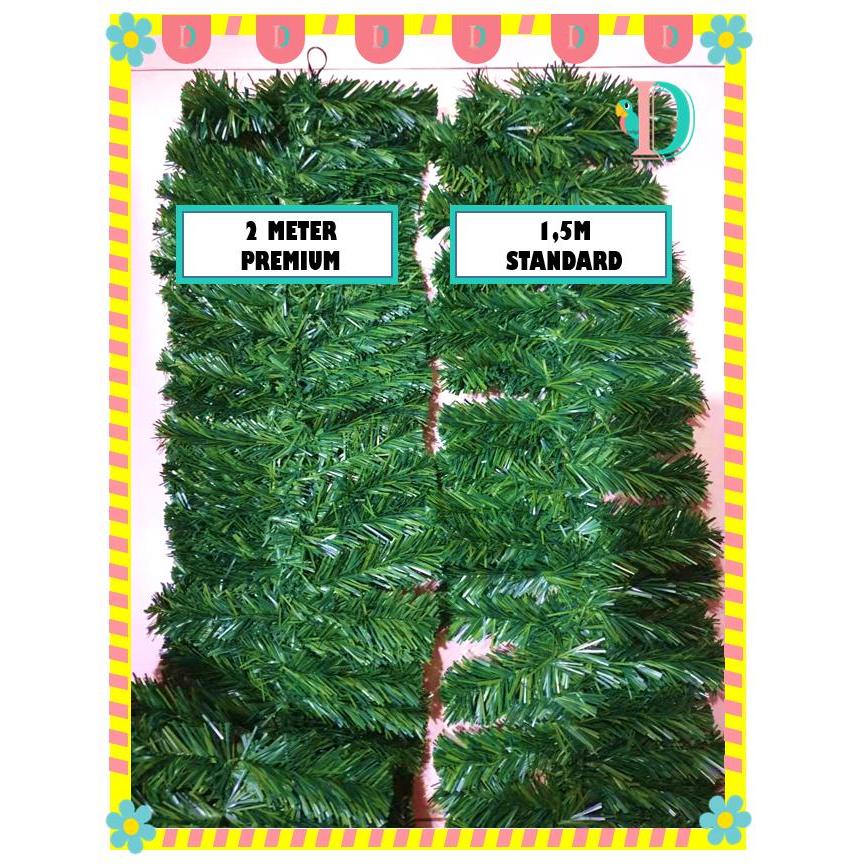 Garland Natal Hijau / Aksesoris Pohon Natal - 2 METER PREMIUM