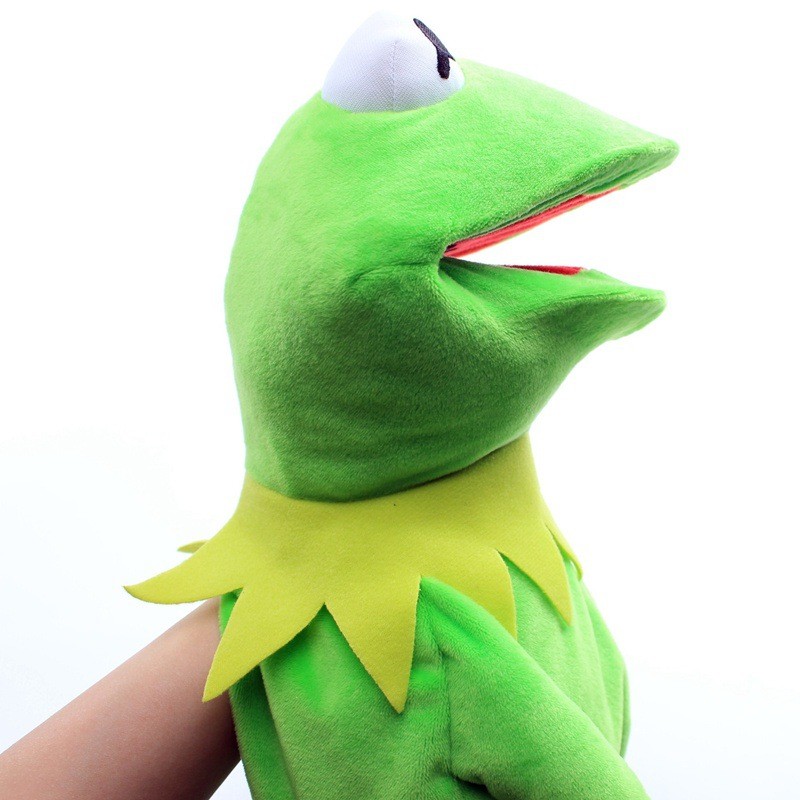 1pKermit The Frog Funny Plush Doll Hand Puppet Schoolbag Frog Animal Plush Toy Big Doll Ventriloquis