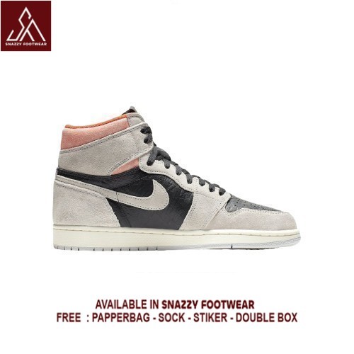 Sepatu Sneakers Nike Air Jordan 1 Retro High OG Neutral Grey Hyper Crimson 100% Original Unisex