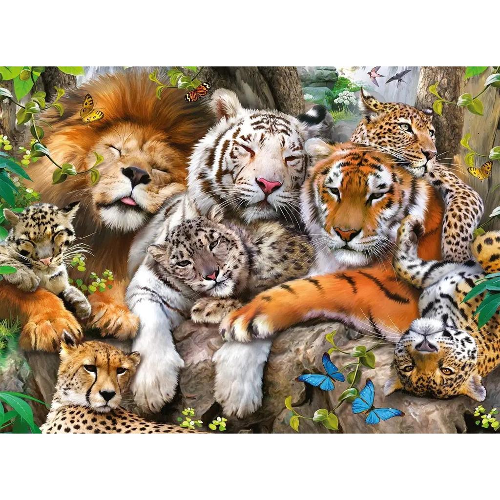 Big Cat Nap 1000/520/120 Pieces Jigsaw Puzzles Challenging Family Activity Games for Gameroom Bedroo