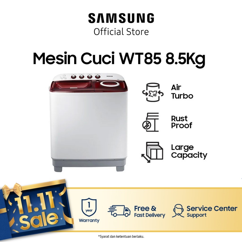 PROMO Samsung Mesin Cuci 2 Tabung, 8.5 Kg - WT85H3210MG