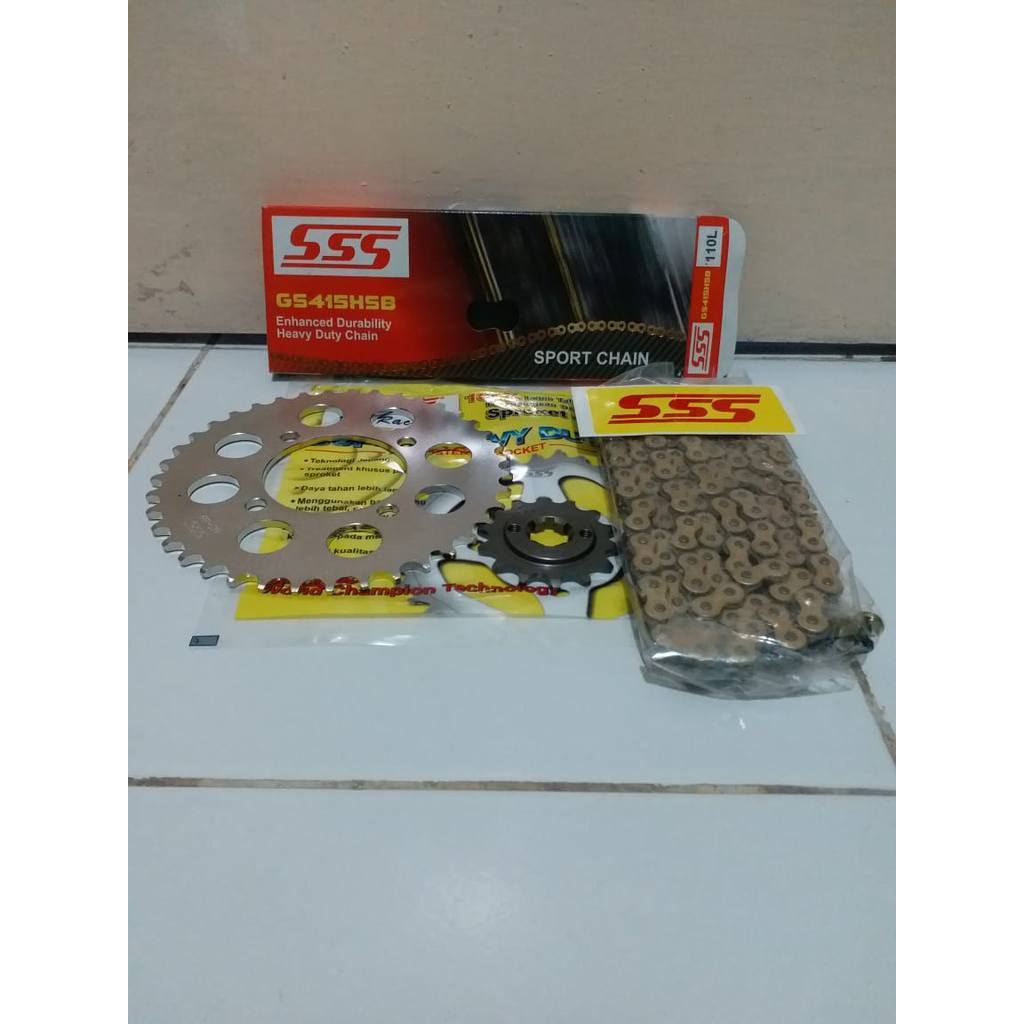 Gear Set  415 SSS Rantai SSS HSB Original CBR/Cb150R (Baut 4 Atau Baut 6), Vixion, Ninja 150 R/RR/S/