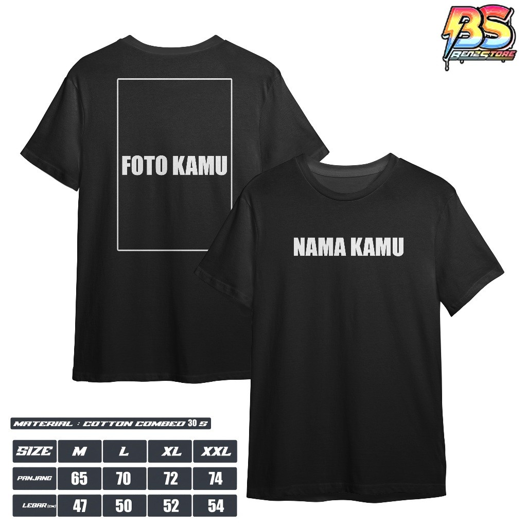 SEHARI JADI  Baju Kaos Custom Depan Belakang Bebas Pakai Foto Logo Dan Nama Suka Suka Sendiri