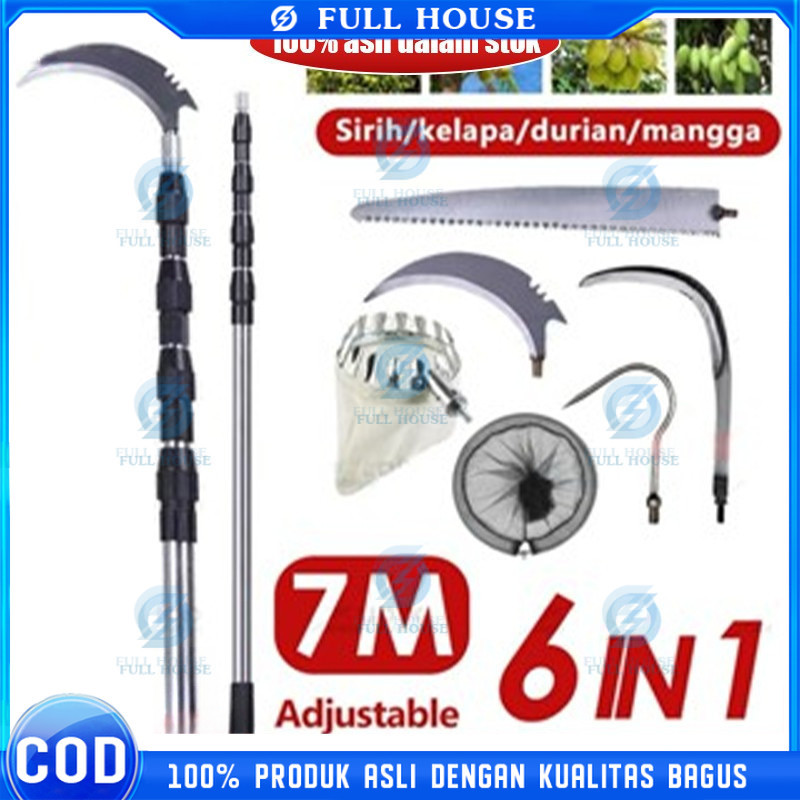 Full House 7 Set 3/6/7/10M Alat Pemetik Buah Alat Pemetik Buah/Galah Pemetik Buah/Tongkat Pemetik Bu