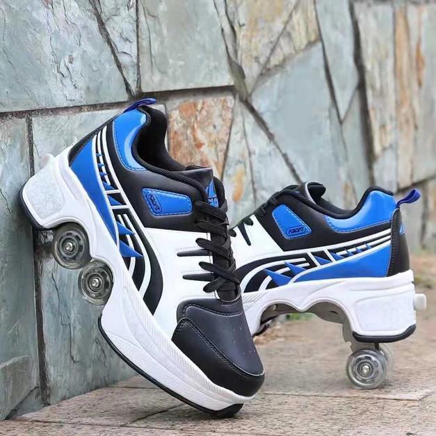 terbaru terbaru Sepatu Roda Casual Skate / Kick Roller Shoes Impor - hitam abu - 33