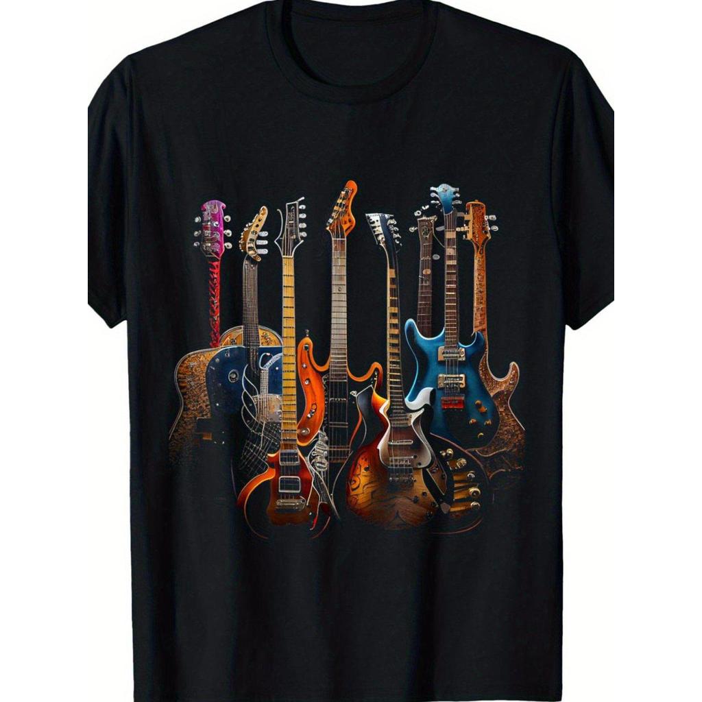 Koleksi Kaos Musik Pria Premium - Desain Bon Jovi Gitar 3D Drum & Not Musik - Bahan Katun Heavy 180g