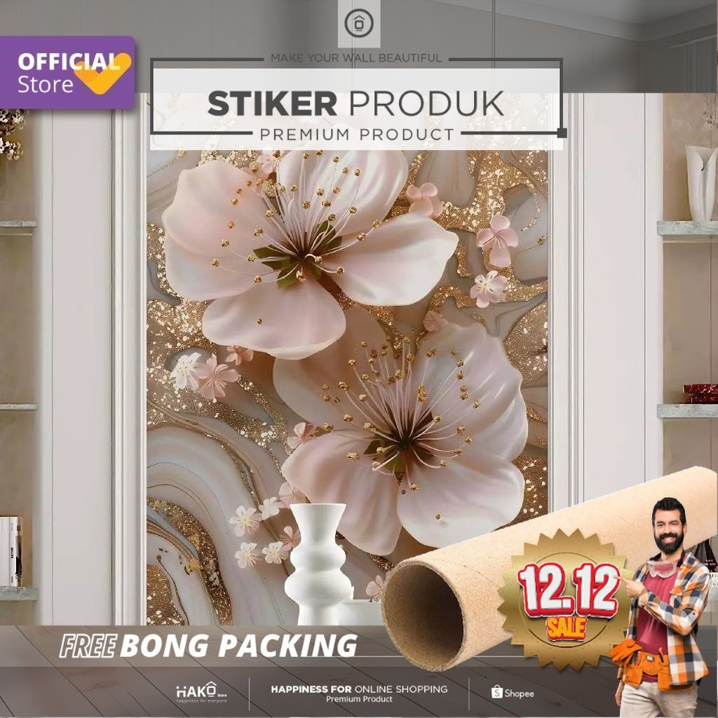 Stiker Dinding | Stiker Dinding Bunga 3D | Stiker Dinding Motif Bunga 3D | Stiker Dinding Gambar Bun