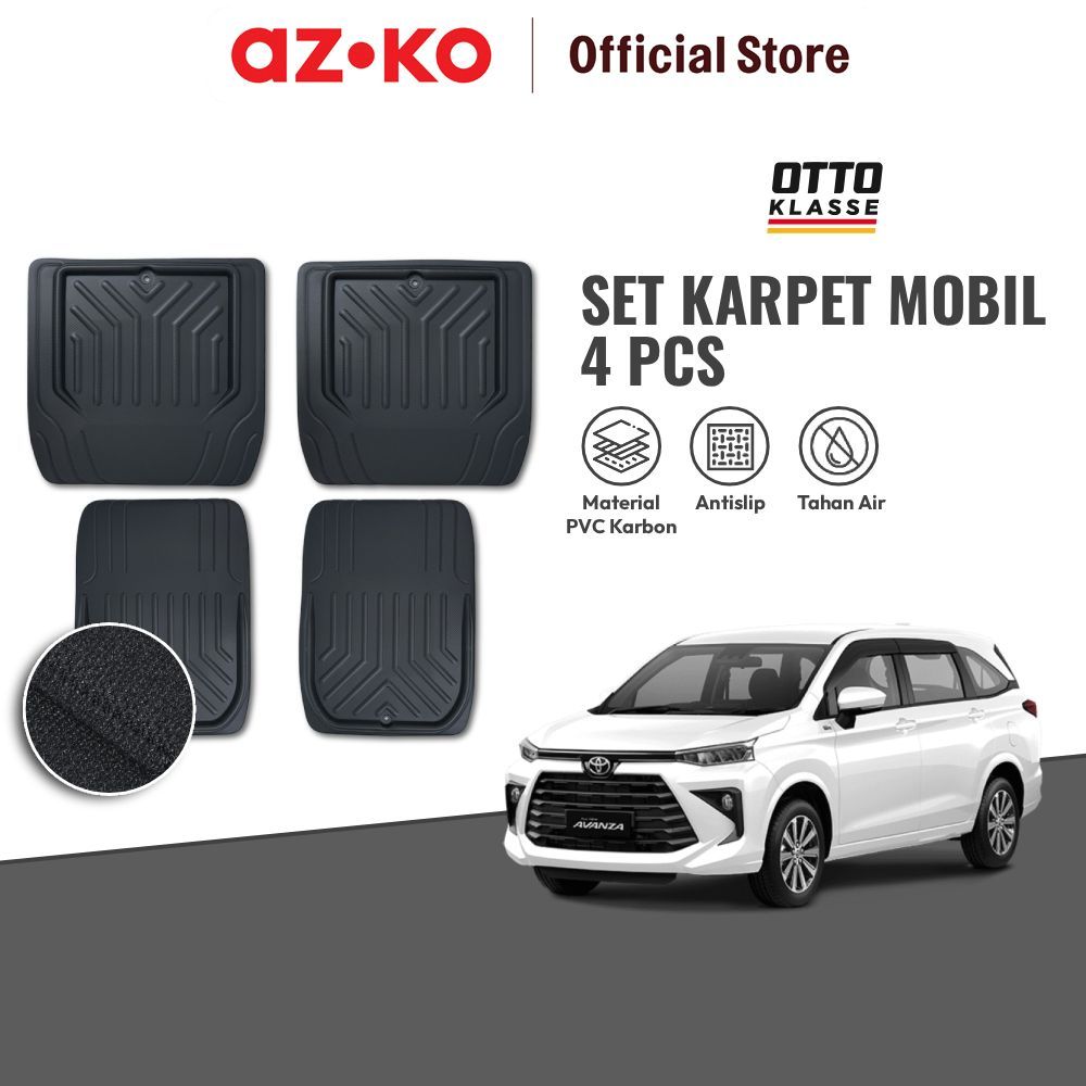 AZKO Otto Klasse Set 4 Pcs Karpet Mobil Pvc - Hitam Car Carpet Aksesoris Alas Interior Mobil Car Cab