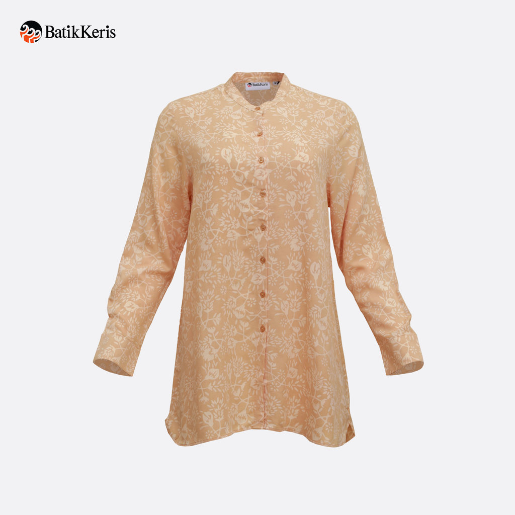 Batik Keris Tunik Lengan Panjang Motif Sekar Mbedol - Kuning