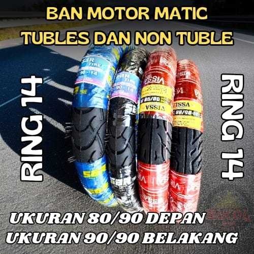Sepasang [ 1 Set ] Ban Luar Motor Matic Tubles Dan Non Tubles 80/90 & 90/90 Ring 14 - VARIO BEAT SCO