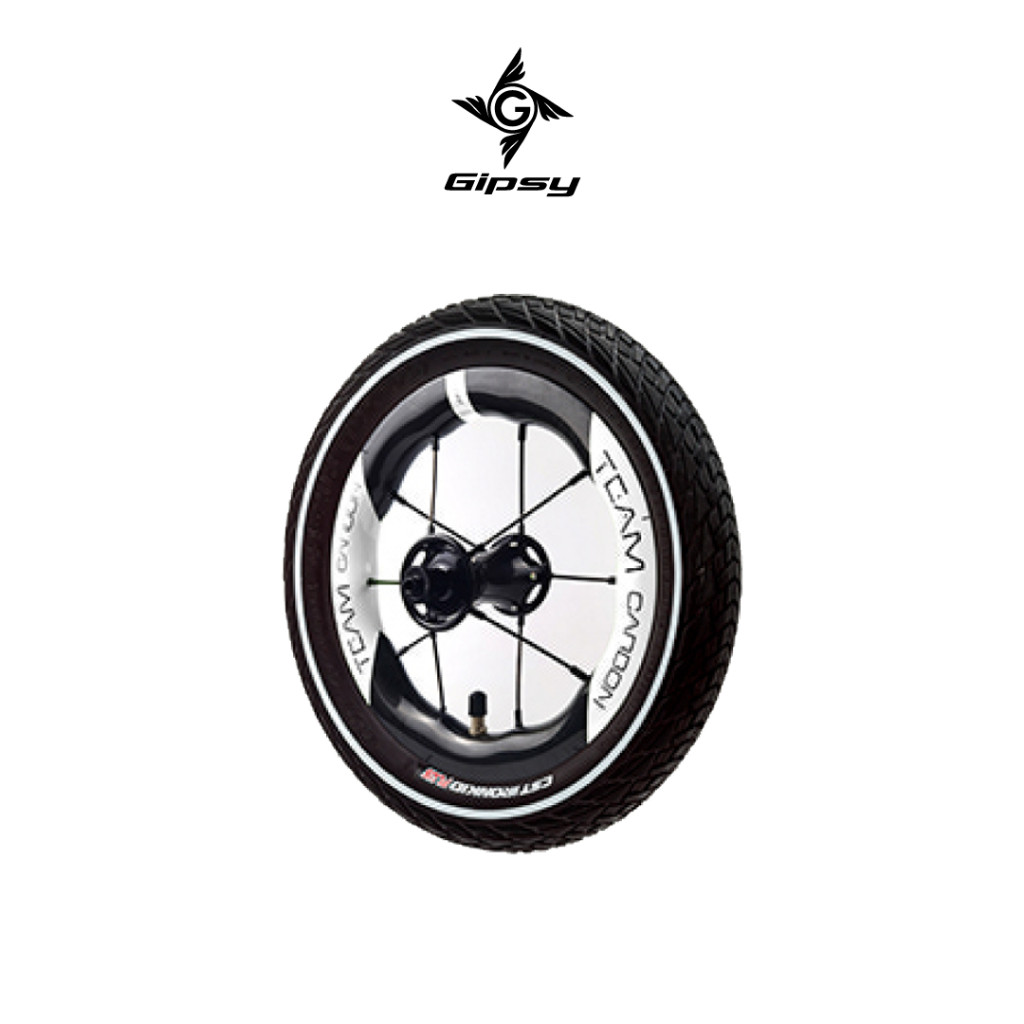 GIPSY GTR CARBON Fiber 12 Inch Wheel Set With Tires Balance Push Bike Ban Sepeda Anak BLACK WHITE