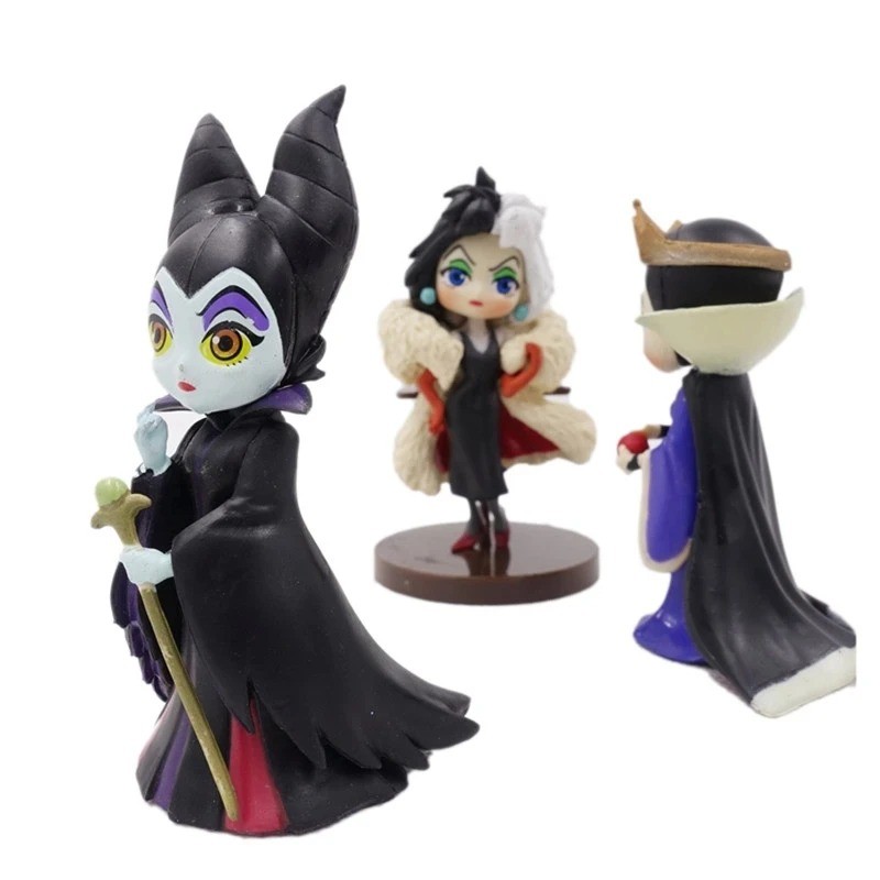 3pcs/Set Disney Q Posket Petit Villains Descendants 2 Action Figure Maleficent Cruella De Vil Queen 