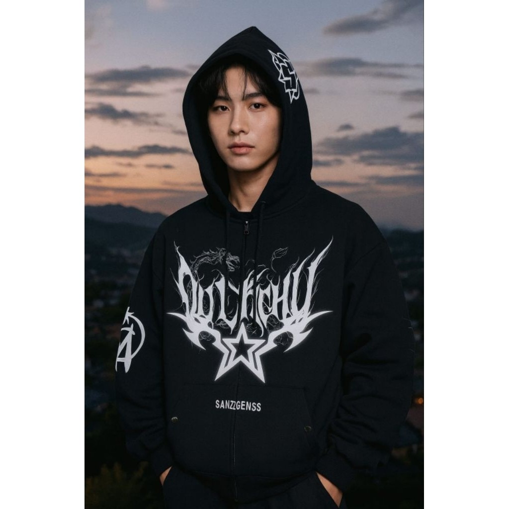 [COD] ORIGINAL JAKET ZIPPER HOODIE REFLEKTIF SABLON NYALA SANZZGENGS DARCUI BLACK PRIA WANITA JAKET