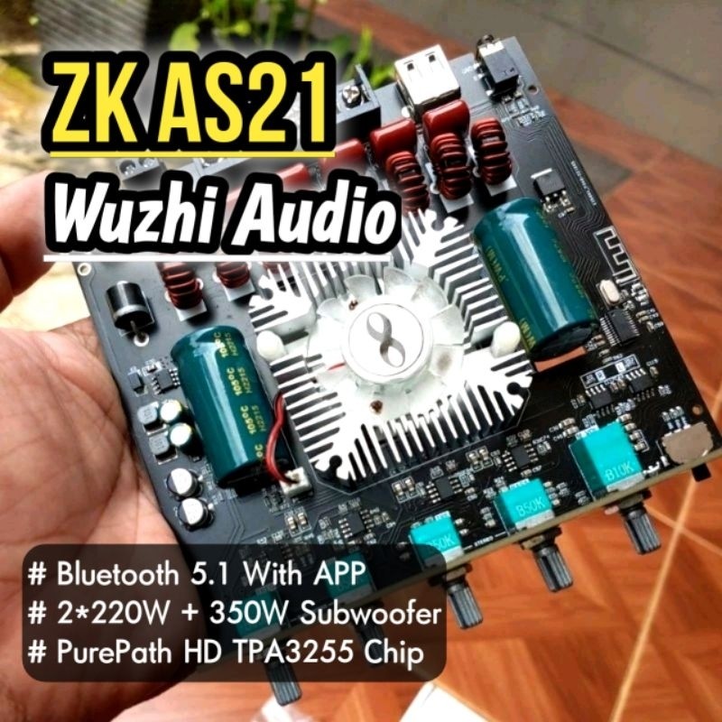ZK-AS21 Bass + Gain  Boost Wuzhi Audio Amplifier 2.1 TPA3255 Chip